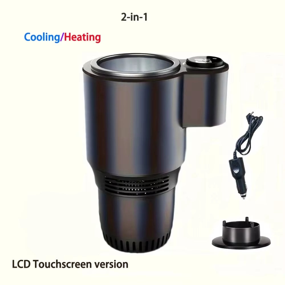 2 in 1 Portable Smart Car Cup Cooler Warmer Drinks Holder Home Fast Refrigeration Cooling Heating Mini Touch Screen Beverage Mug