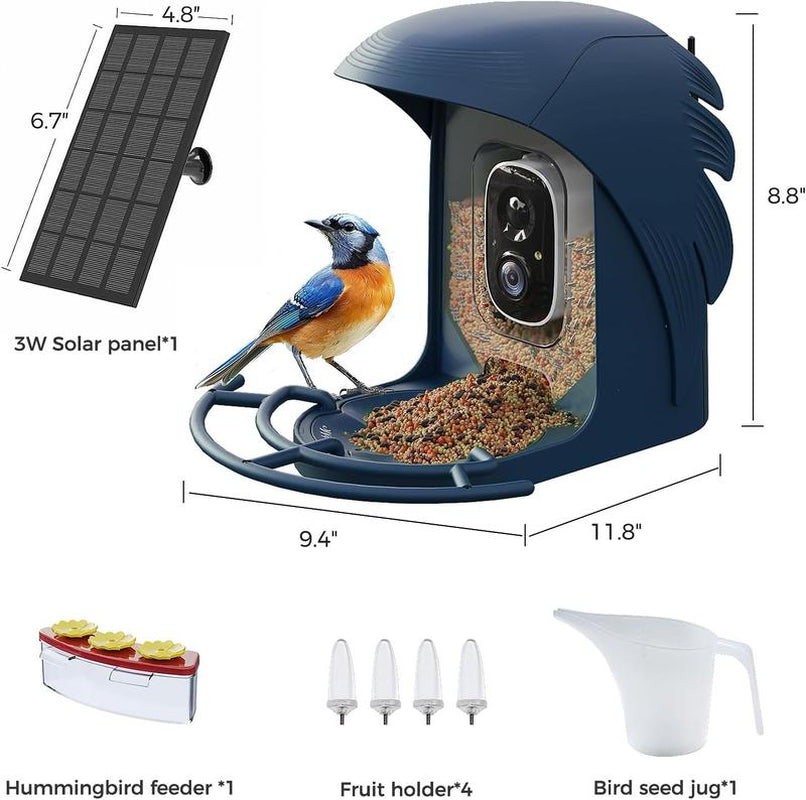 [Awarded] Perchme Smart Solar Bird Feeder with 2K Camera AI Identify Auto Capture Nectar for Outdoors Ideal Christmas Gift for Bird Enthusiasts