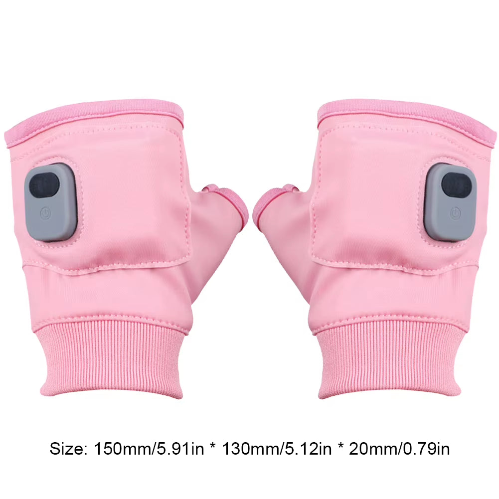 Electric Heating Gloves 360 Degree Heating Electric Heated Gloves Fingerless Touchscreen for Outdoor Hiking Cycling