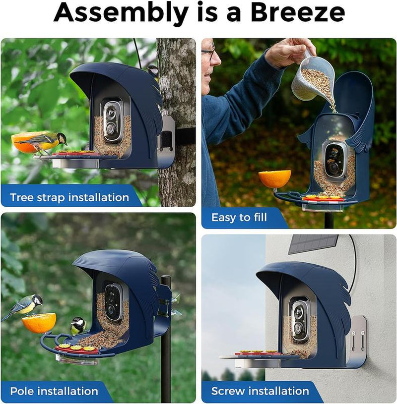 [Awarded] Perchme Smart Solar Bird Feeder with 2K Camera AI Identify Auto Capture Nectar for Outdoors Ideal Christmas Gift for Bird Enthusiasts