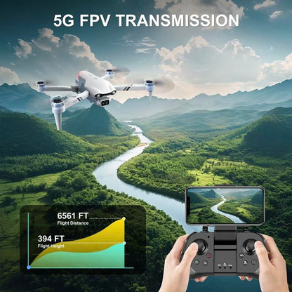 Aerial Drone 2025 F10 Pro with 1080P UHD Camera GPS 5G Wifi FPV Brushless Motors Optical Flow Smart Obstacle Avoidance Auto Return 360° Stunt Roll Dual Batteries