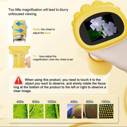 Children'S Handheld Microscope 2-Inch IPS Screen 1000X Magnification HD LED Lighting Mini Microscope Brings Educational Fun