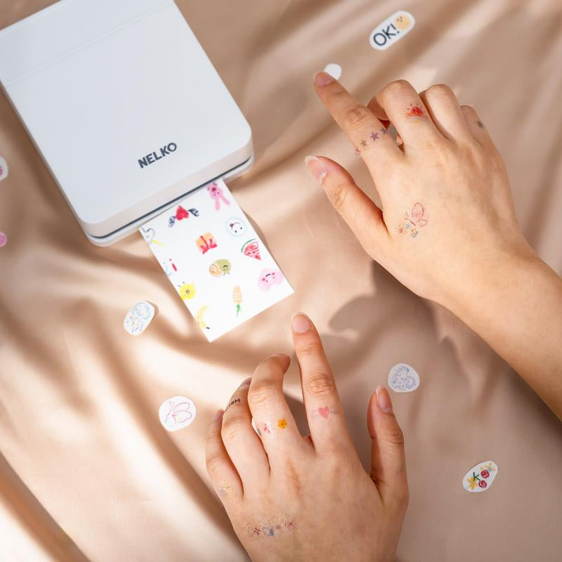 Nelko Pocket PP03 Instant Smartphone Inkjet Photo Printer with 100 Photo Papers, Portable Mini Color Wireless Mobile Printer, Bluetooth Compatible with Ios & Android Devices, Fun Editing App