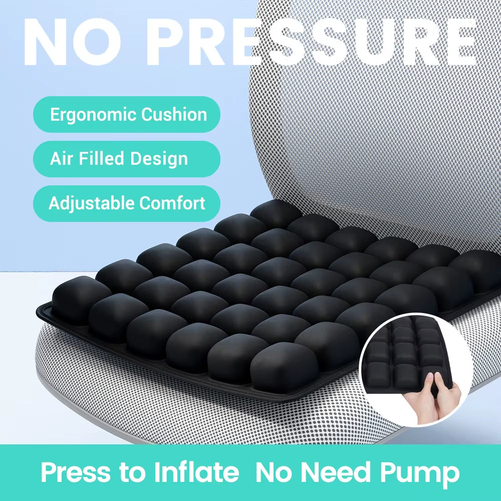1Pc 3D Pressure Relief Air Cushion - Office Chair Car Seat Cushion, Back Support Pad for Desk, Chair, Wheelchair, Adjustable