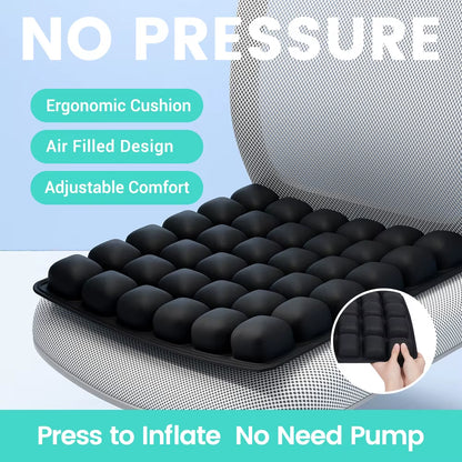 1Pc 3D Pressure Relief Air Cushion - Office Chair Car Seat Cushion, Back Support Pad for Desk, Chair, Wheelchair, Adjustable