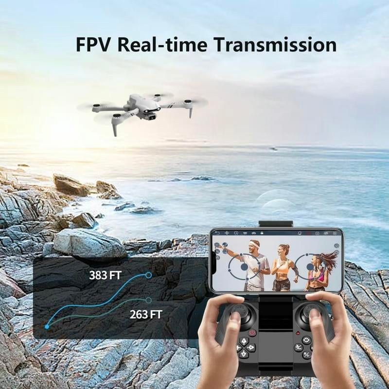 Aerial Drone 2025 F10 Pro with 1080P UHD Camera GPS 5G Wifi FPV Brushless Motors Optical Flow Smart Obstacle Avoidance Auto Return 360° Stunt Roll Dual Batteries