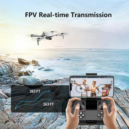 Aerial Drone 2025 F10 Pro with 1080P UHD Camera GPS 5G Wifi FPV Brushless Motors Optical Flow Smart Obstacle Avoidance Auto Return 360° Stunt Roll Dual Batteries