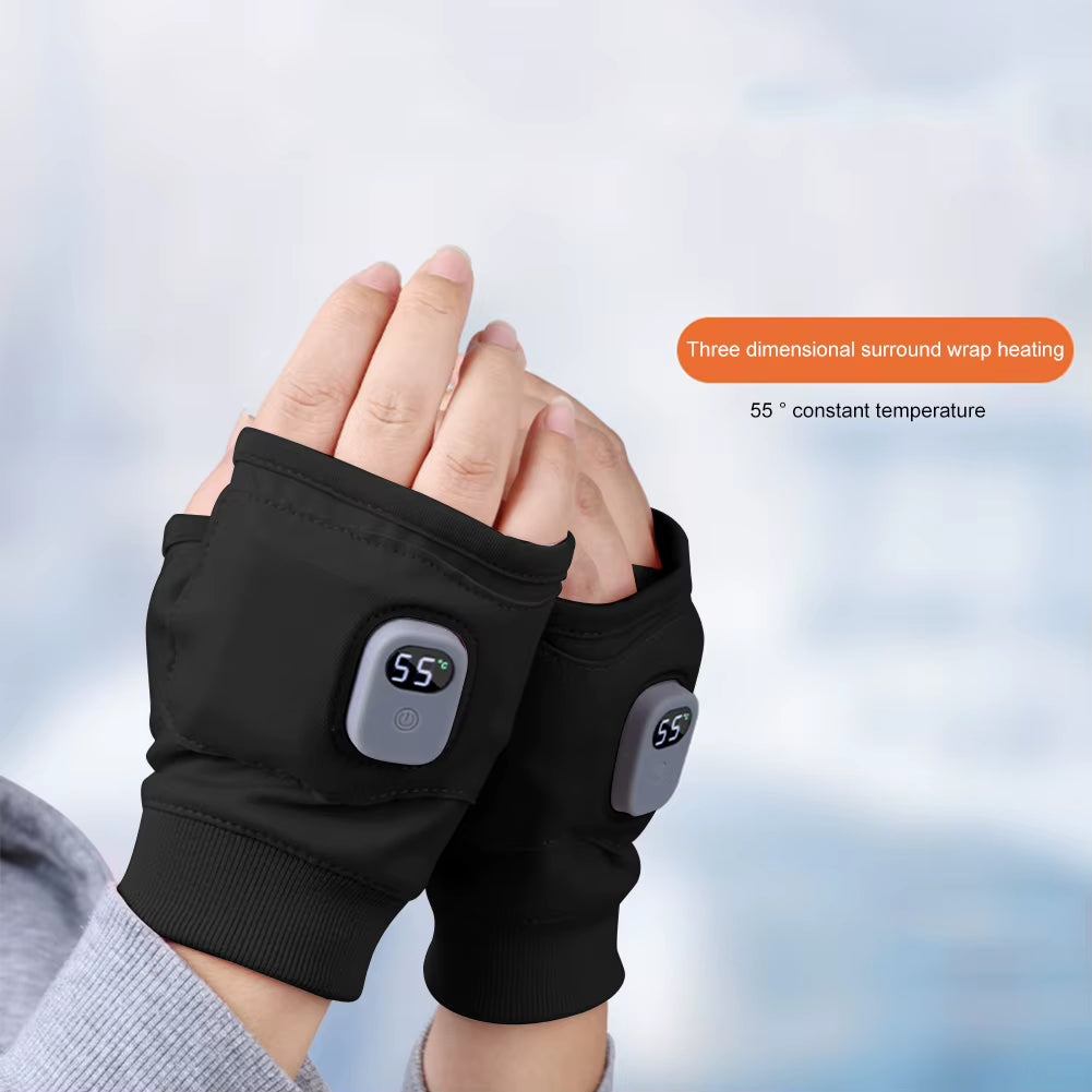 Electric Heating Gloves 360 Degree Heating Electric Heated Gloves Fingerless Touchscreen for Outdoor Hiking Cycling