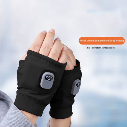 Electric Heating Gloves 360 Degree Heating Electric Heated Gloves Fingerless Touchscreen for Outdoor Hiking Cycling