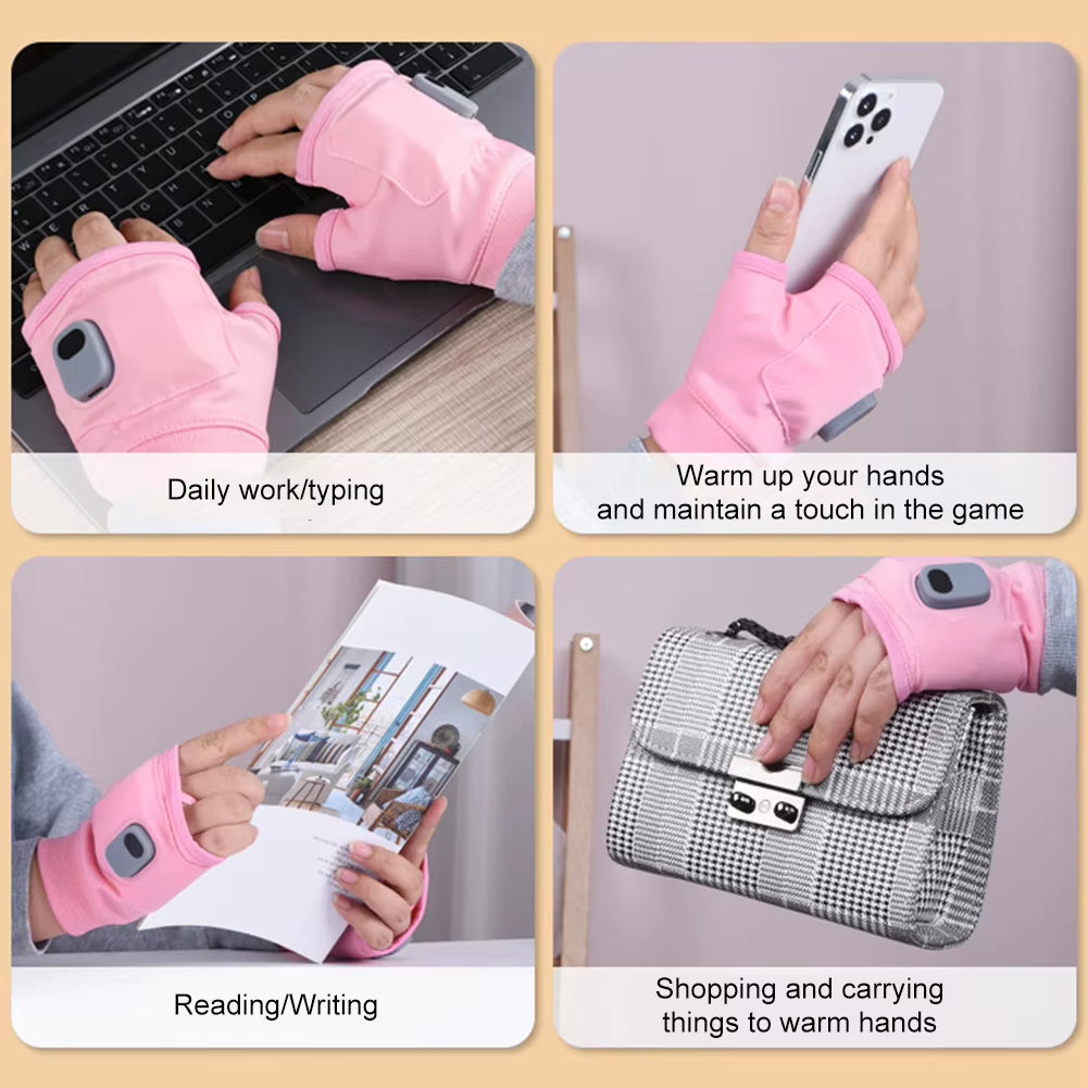 Electric Heating Gloves 360 Degree Heating Electric Heated Gloves Fingerless Touchscreen for Outdoor Hiking Cycling