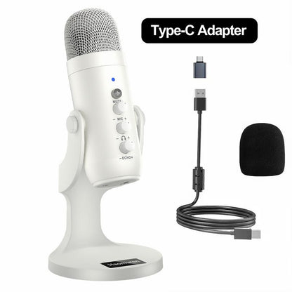Haomuren K66 USB Condenser Microphone,Computer PC Gaming Mic,Plug&Play Microphones for PS 4&5.Monitor Adjust&Volume Control,Mic Gain Control,Mute Button for Tiktok,Youtube Podcast on Mac&Windows, Gift for Festival Audio Black