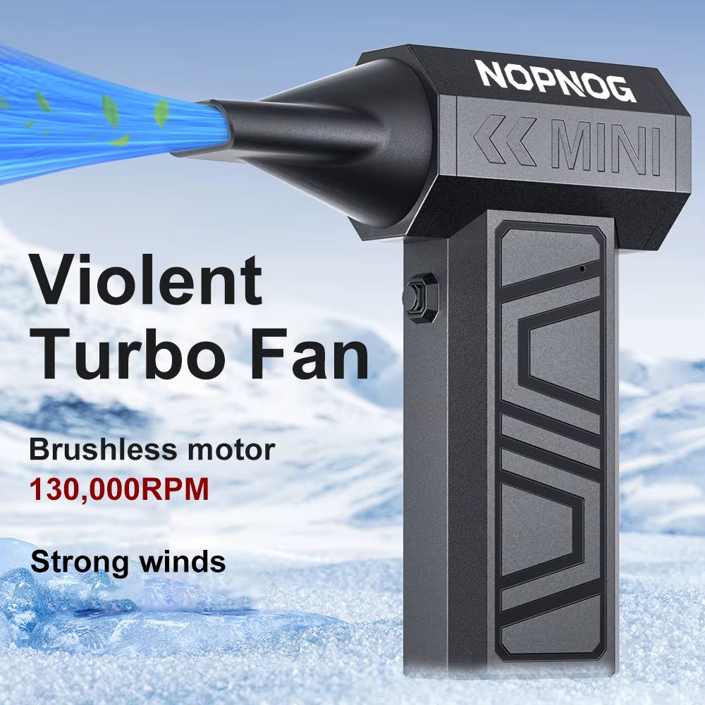 Electric Air Duster Blowing Snow Turbo Blower Jet Fan 5 Outlet Nozzles Cleaning Blower Tool 130000RPM Portable Type-C Charging