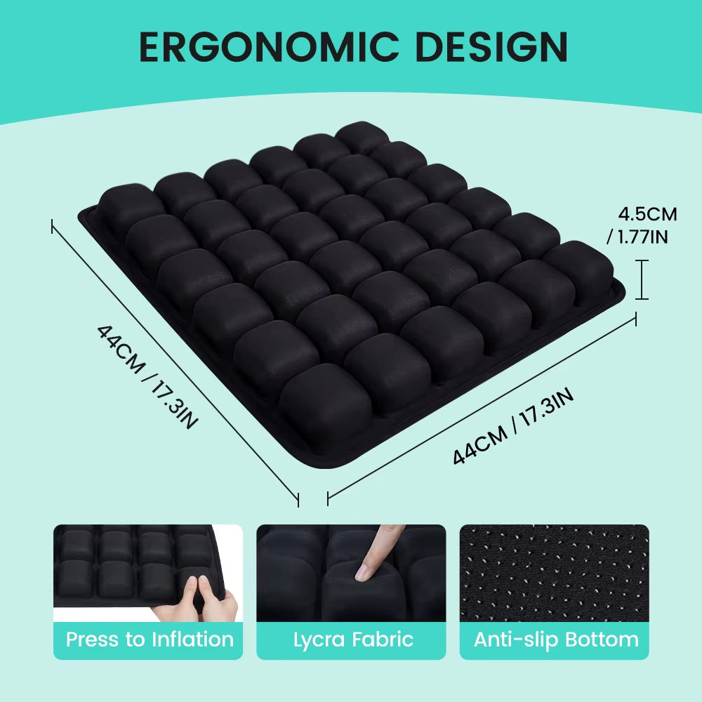 1Pc 3D Pressure Relief Air Cushion - Office Chair Car Seat Cushion, Back Support Pad for Desk, Chair, Wheelchair, Adjustable
