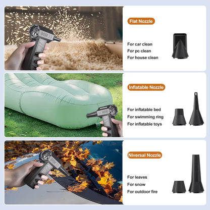 Electric Air Duster Blowing Snow Turbo Blower Jet Fan 5 Outlet Nozzles Cleaning Blower Tool 130000RPM Portable Type-C Charging