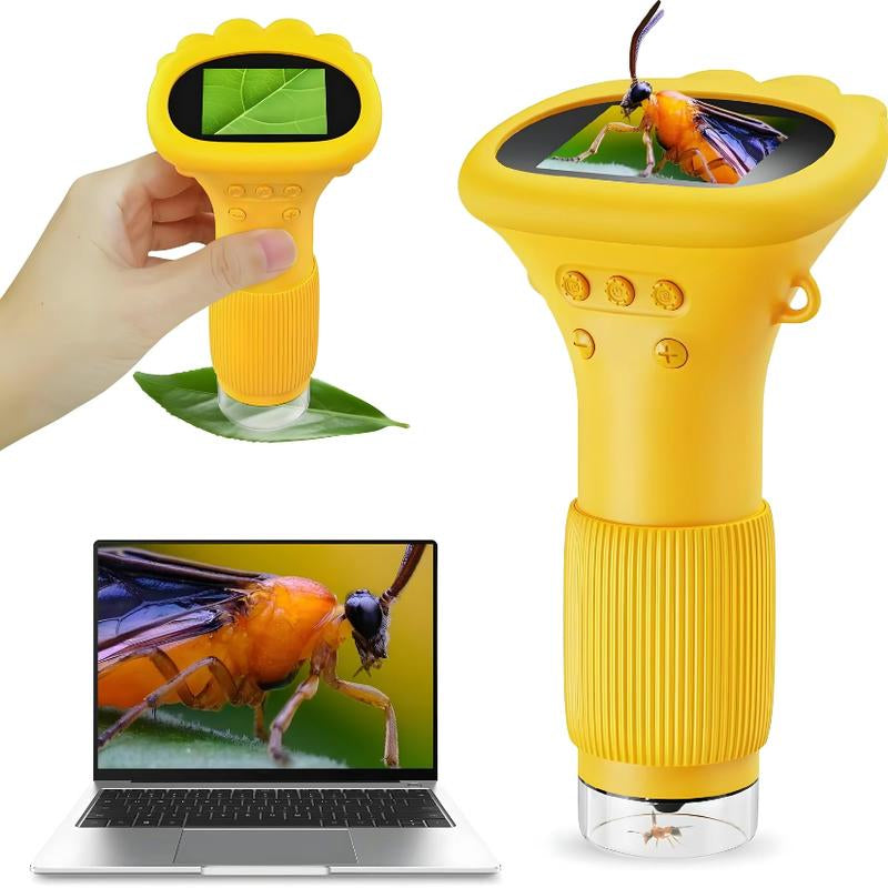 Children'S Handheld Microscope 2-Inch IPS Screen 1000X Magnification HD LED Lighting Mini Microscope Brings Educational Fun