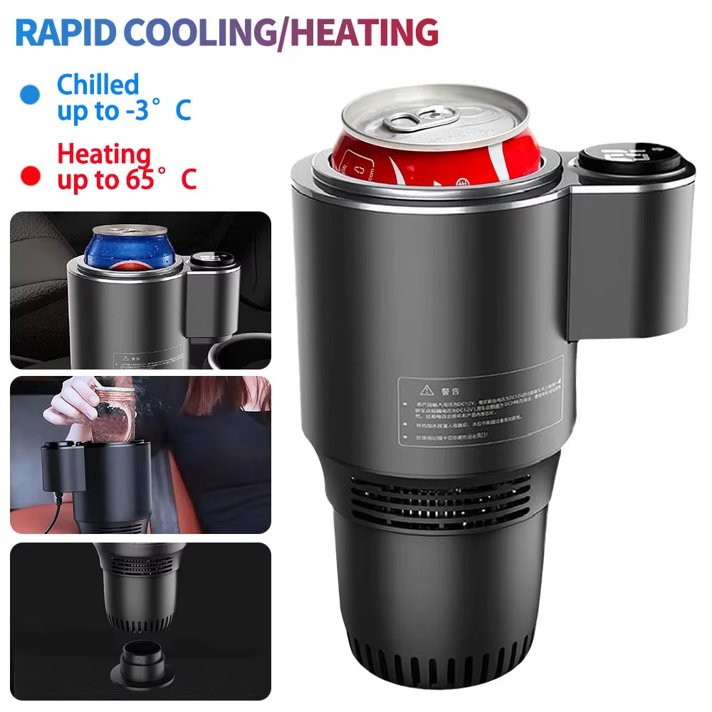 2 in 1 Portable Smart Car Cup Cooler Warmer Drinks Holder Home Fast Refrigeration Cooling Heating Mini Touch Screen Beverage Mug