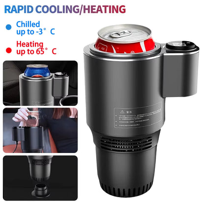 2 in 1 Portable Smart Car Cup Cooler Warmer Drinks Holder Home Fast Refrigeration Cooling Heating Mini Touch Screen Beverage Mug