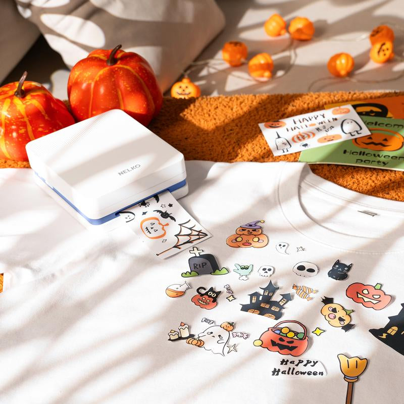 Nelko Pocket PP03 Instant Smartphone Inkjet Photo Printer with 100 Photo Papers, Portable Mini Color Wireless Mobile Printer, Bluetooth Compatible with Ios & Android Devices, Fun Editing App