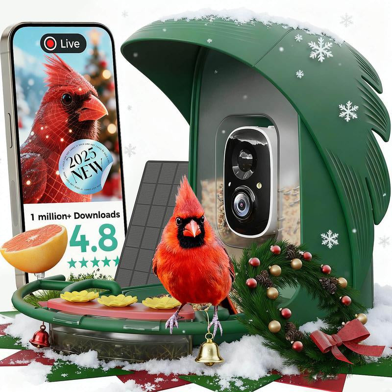 [Awarded] Perchme Smart Solar Bird Feeder with 2K Camera AI Identify Auto Capture Nectar for Outdoors Ideal Christmas Gift for Bird Enthusiasts