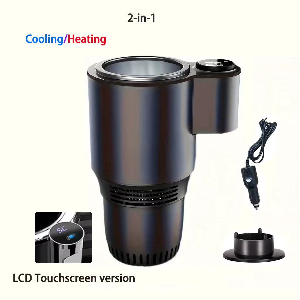 2 in 1 Portable Smart Car Cup Cooler Warmer Drinks Holder Home Fast Refrigeration Cooling Heating Mini Touch Screen Beverage Mug