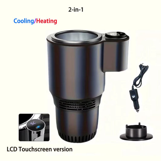 2 in 1 Portable Smart Car Cup Cooler Warmer Drinks Holder Home Fast Refrigeration Cooling Heating Mini Touch Screen Beverage Mug