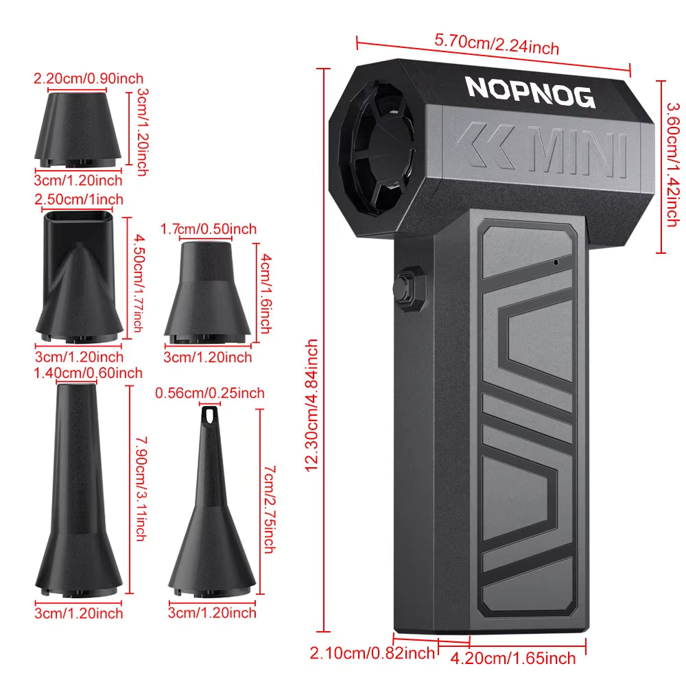 Electric Air Duster Blowing Snow Turbo Blower Jet Fan 5 Outlet Nozzles Cleaning Blower Tool 130000RPM Portable Type-C Charging