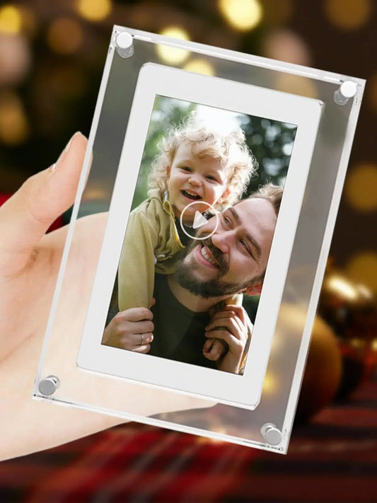 Acrylic Digital Photo Frame 5 Inch 1000Mah IPS Screen 4G Memory Volume Button Speaker Type C Cut Gift for Loved Porta Retrato